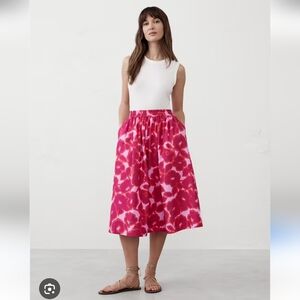 Banana Republic Factory Pink Floral Midi Skirt